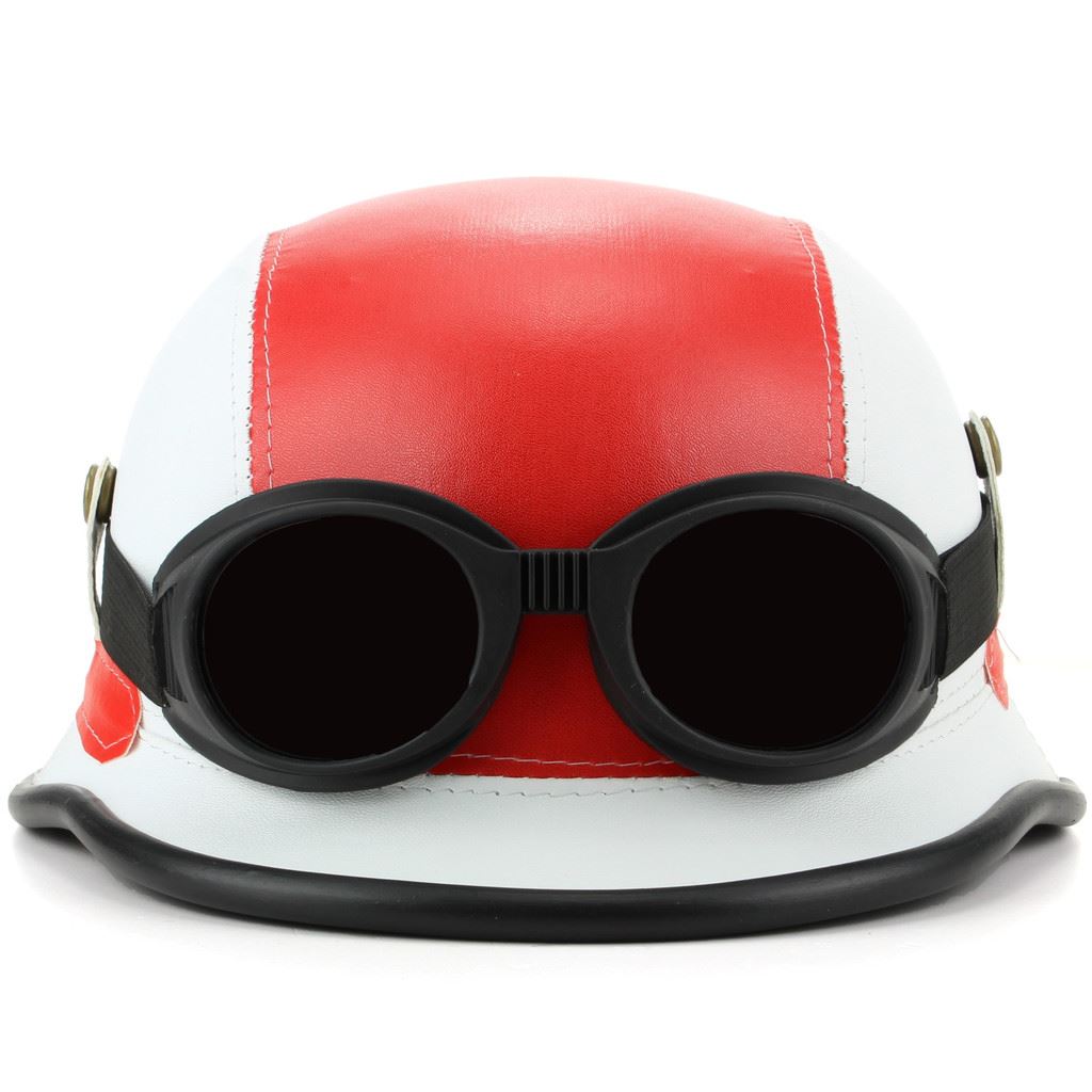 Combat Novelty Festival Helmet with Goggles - Red & White