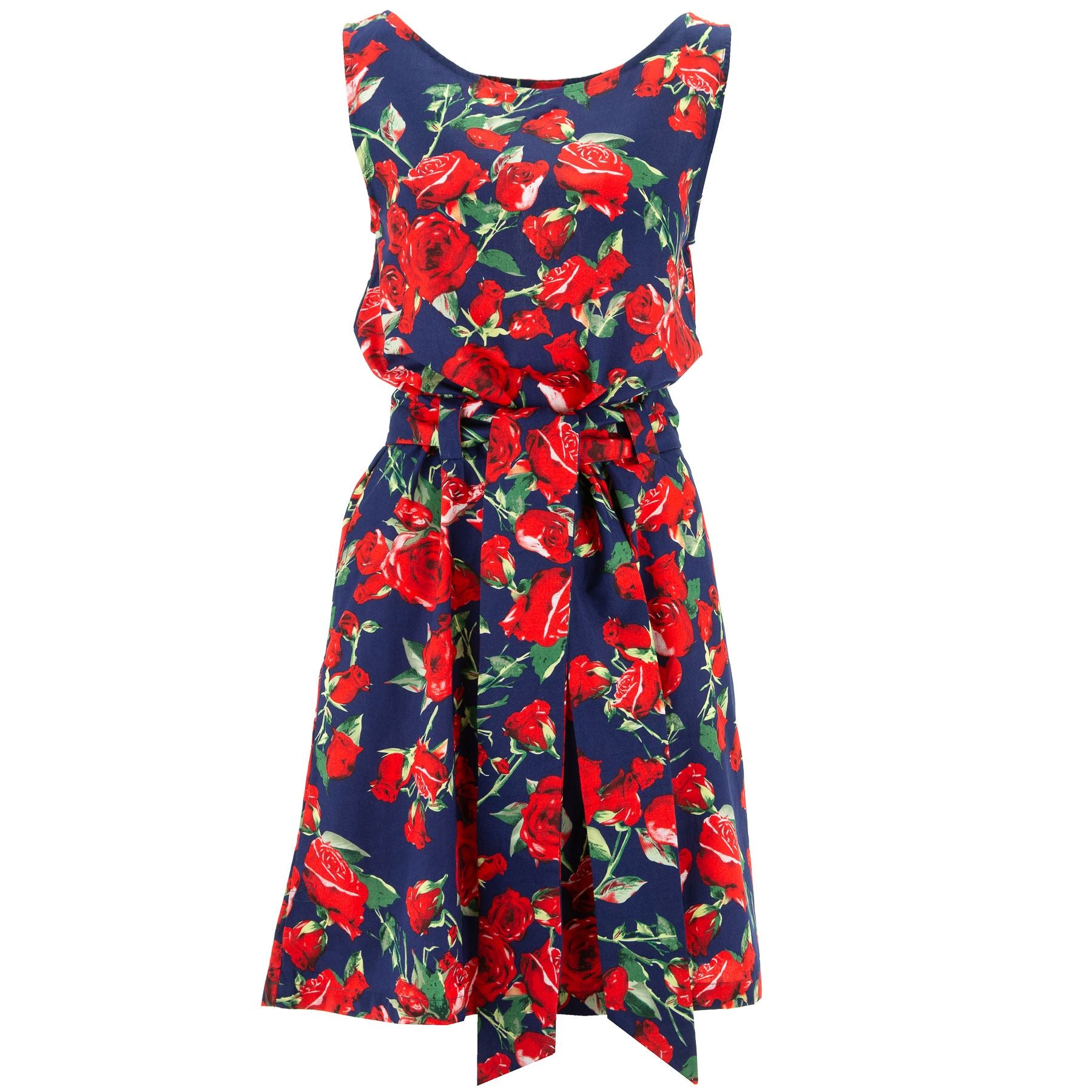 Belted Dress - Rose Garden