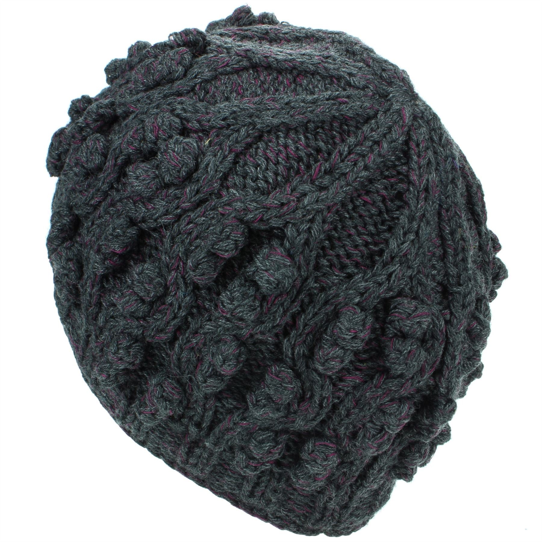 Acrylic Knit Beanie Hat - Charcoal Grey