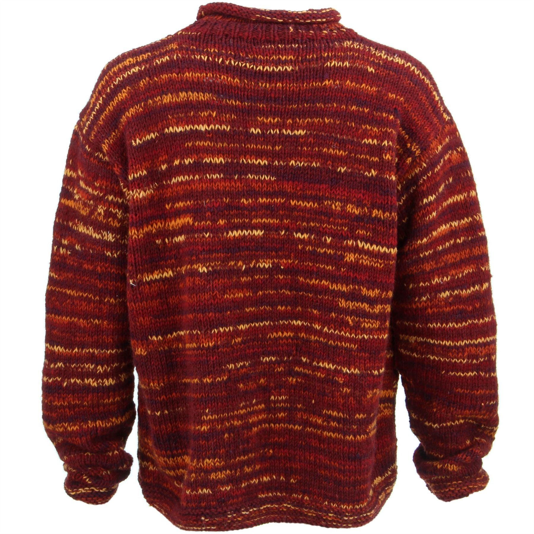 Chunky Wool Knit Space Dye Jumper - Red & Orange