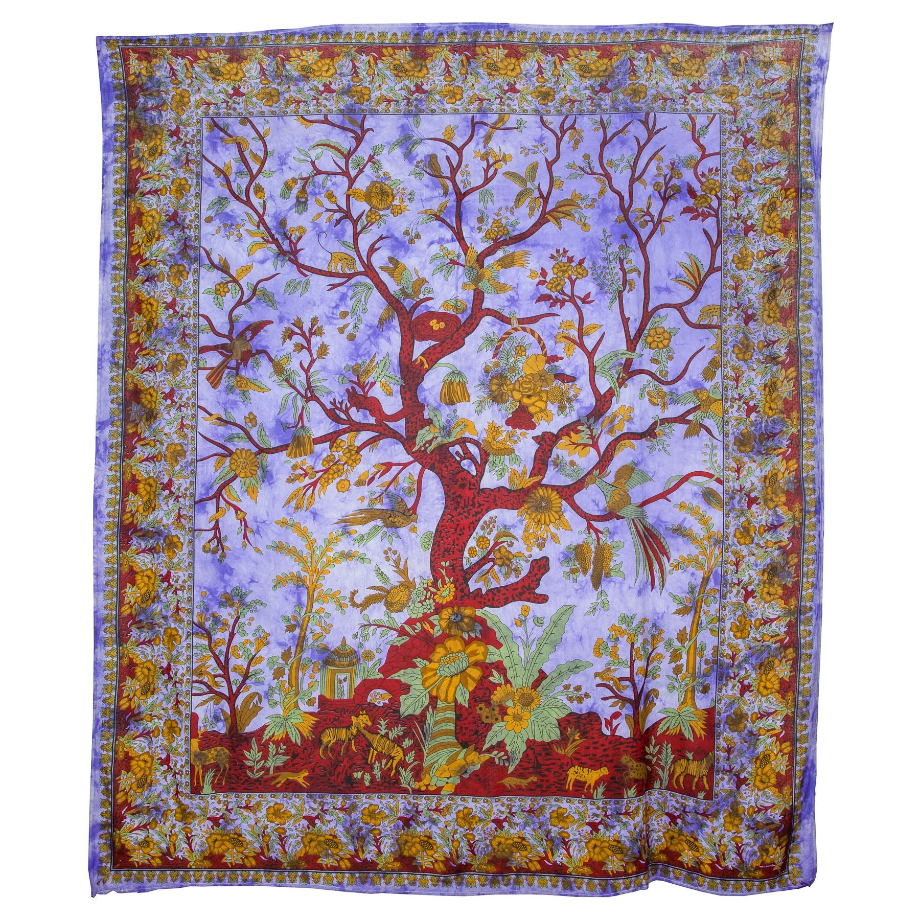 Block Printed Tree of Life Wall Hanging - Violet