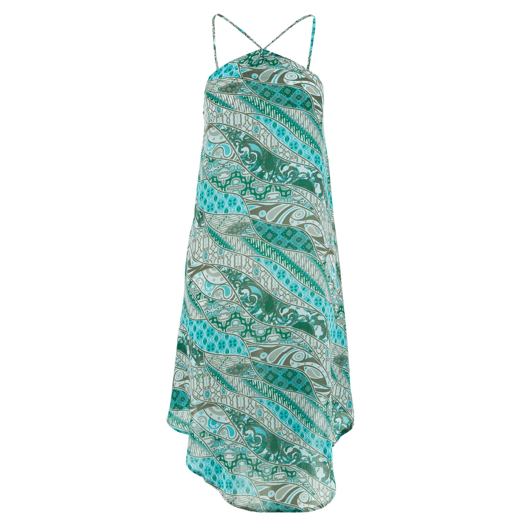 Asymmetric Hem Dress - Green Divide