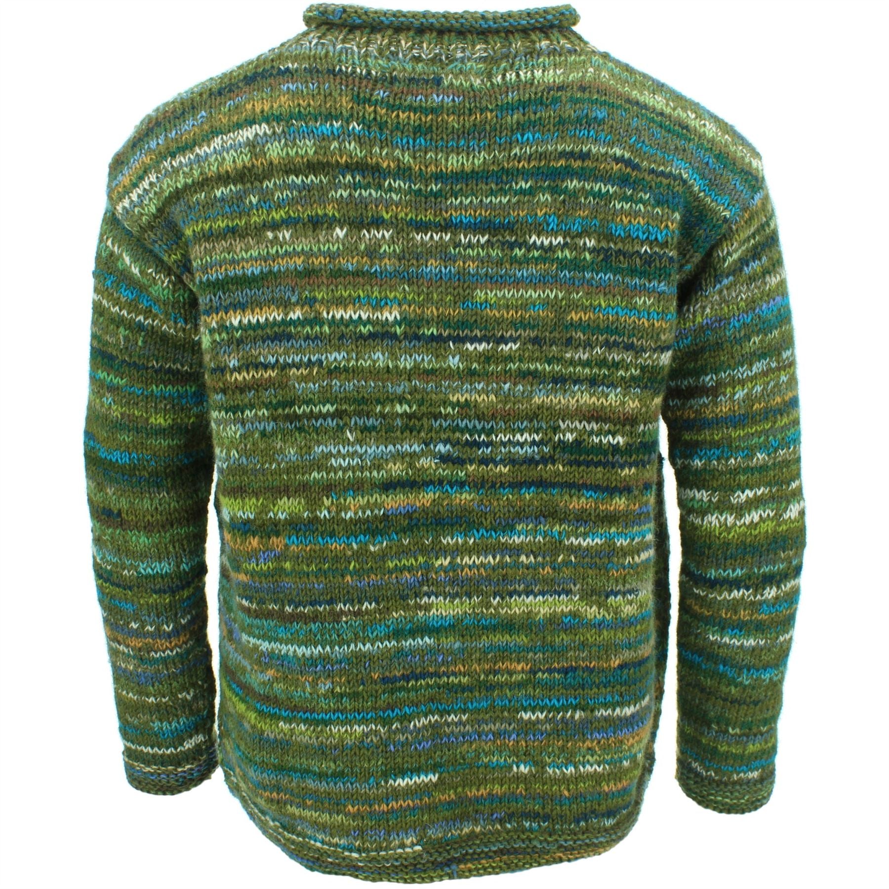 Chunky Wool Knit Space Dye Jumper - Crocodile Green