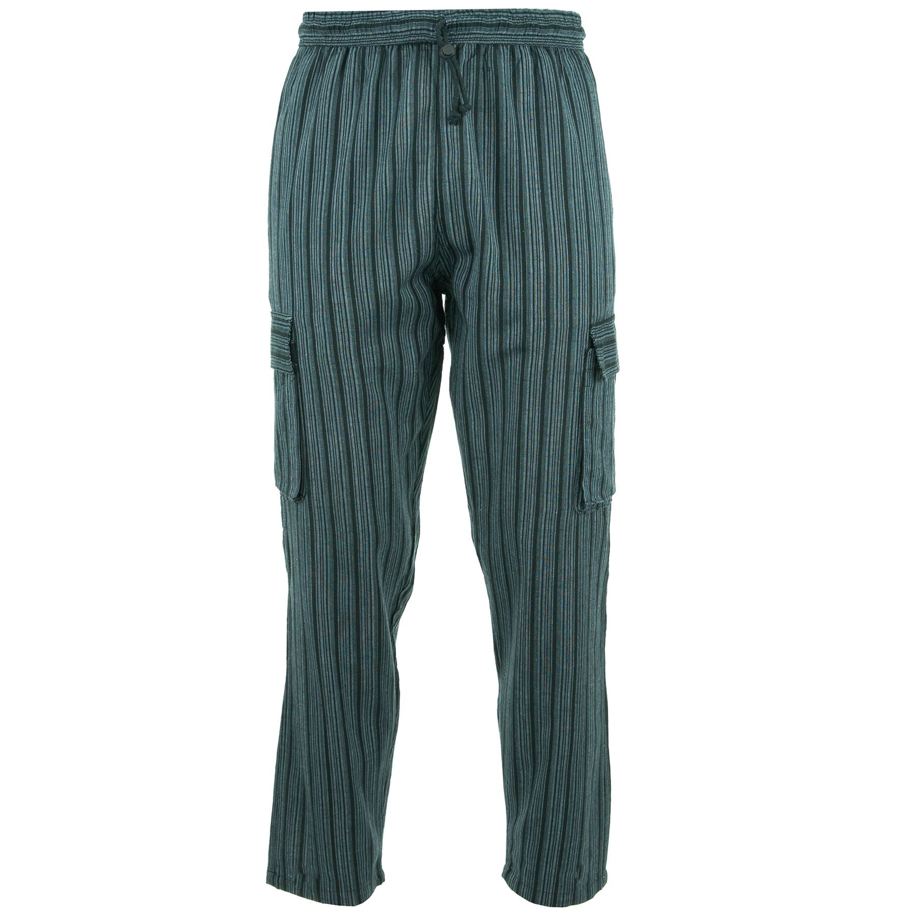 Cotton Combat Trousers Pant - Grey Black Stripe