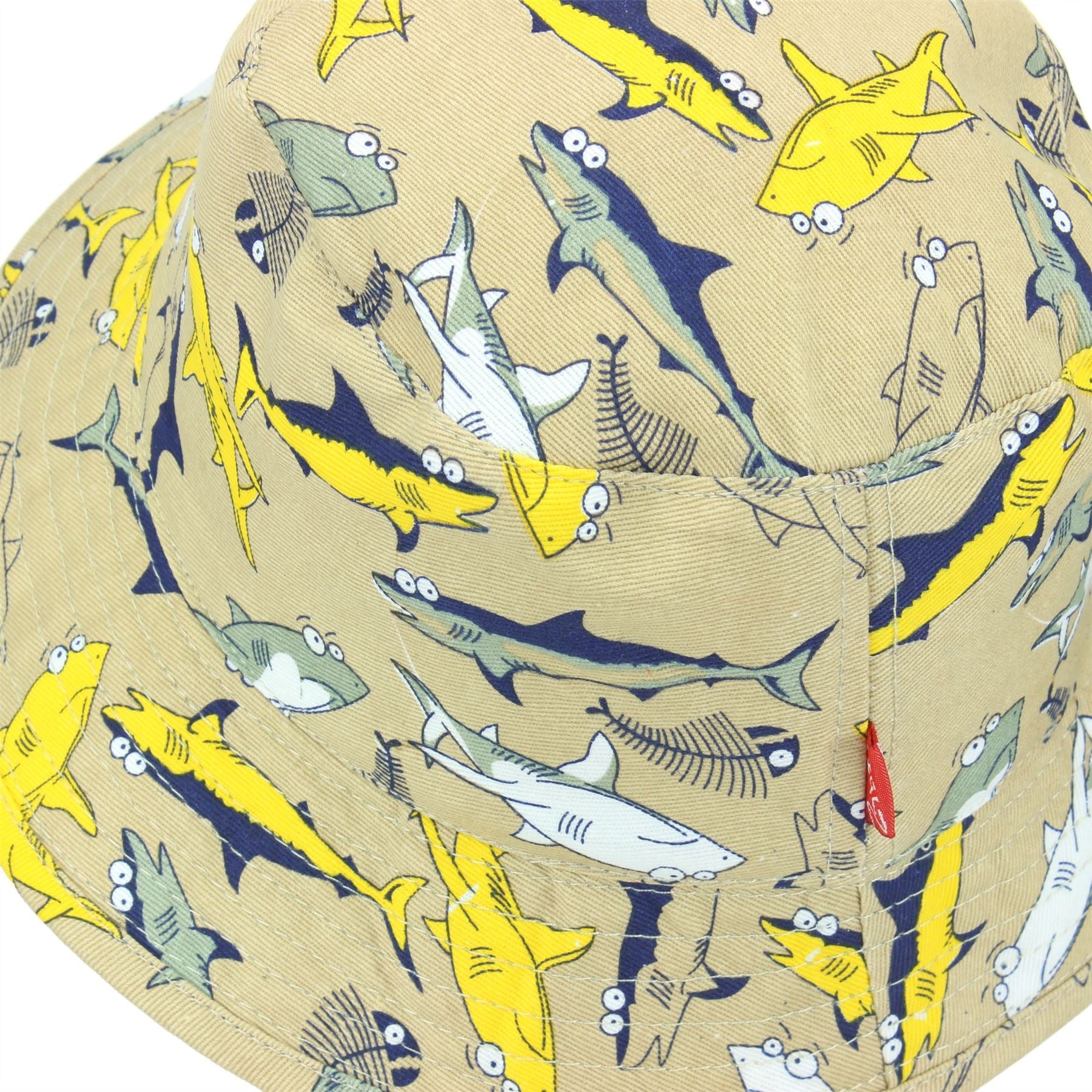 Children's Shark Bucket Hat - Beige