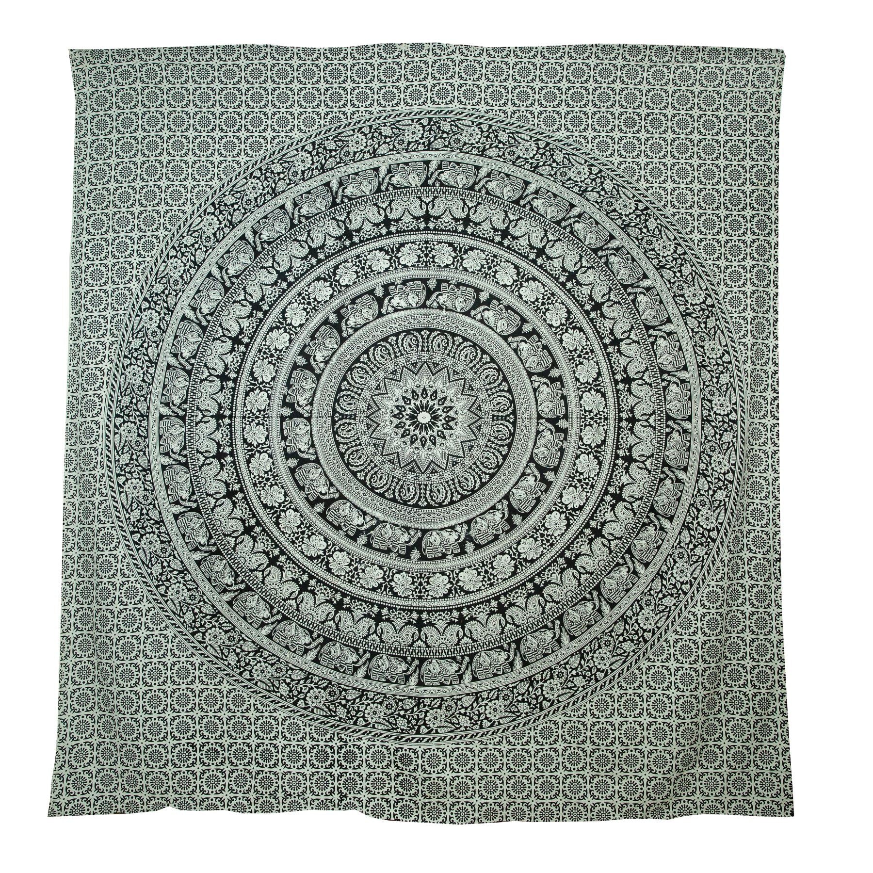 Block Printed Mandala Wall Hanging - Jade