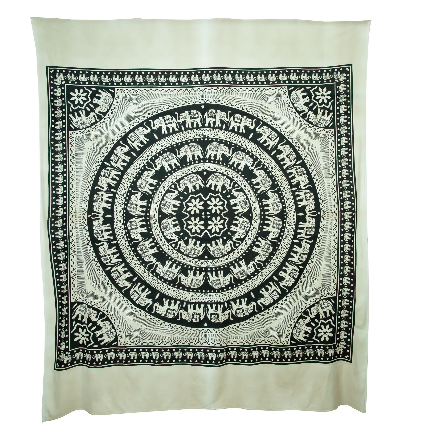 Block Printed Mandala Wall Hanging - Ebony