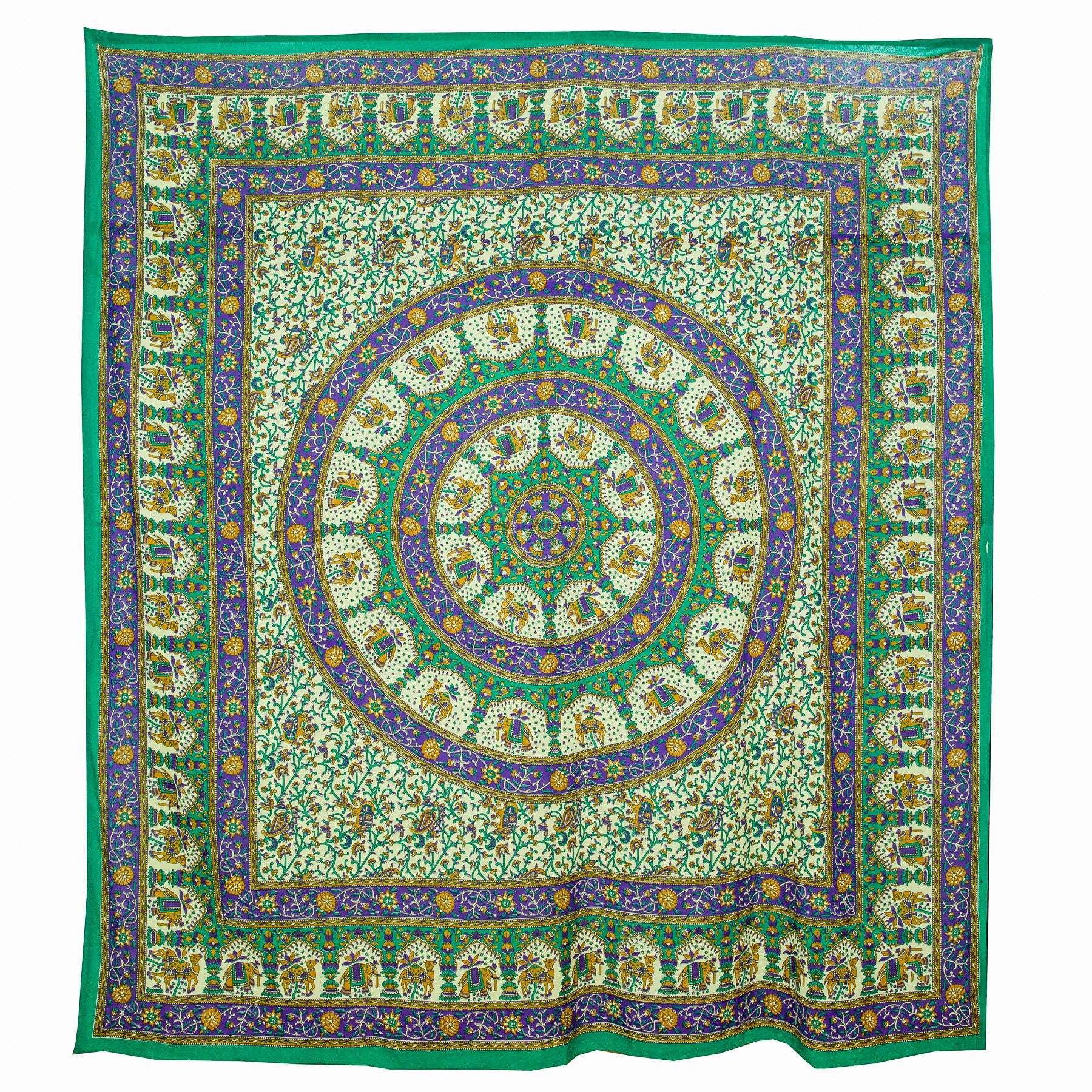 Block Printed Mandala Wall Hanging - Shamrock