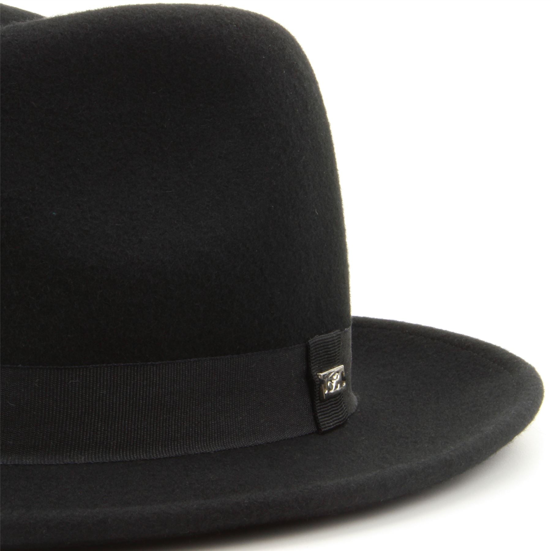 100% Wool felt fedora hat with band - Black