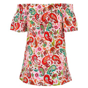 Shirred Super Top - Red Paisley