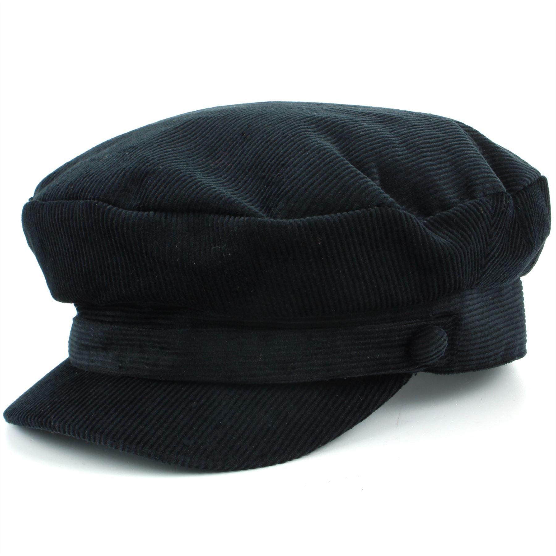 Corduroy Captain's Breton Cap - Black