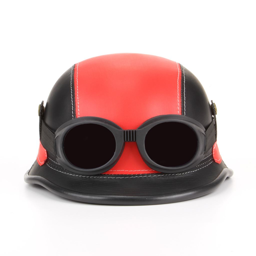 Combat Novelty Festival Helmet with Goggles - Red & Black