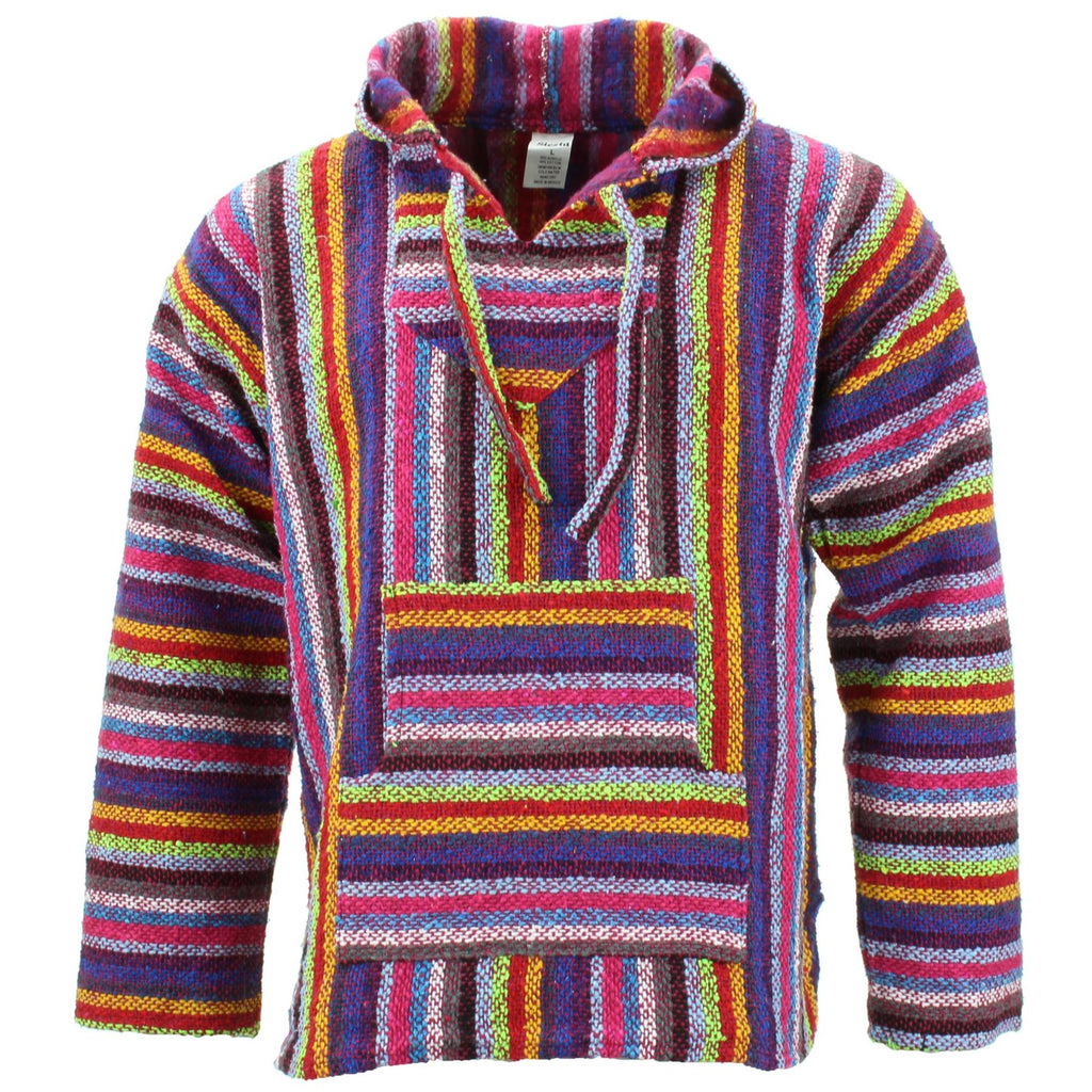 Fleece Lined Brushed Cotton Hooded Jacket Cardigan - Rainbow