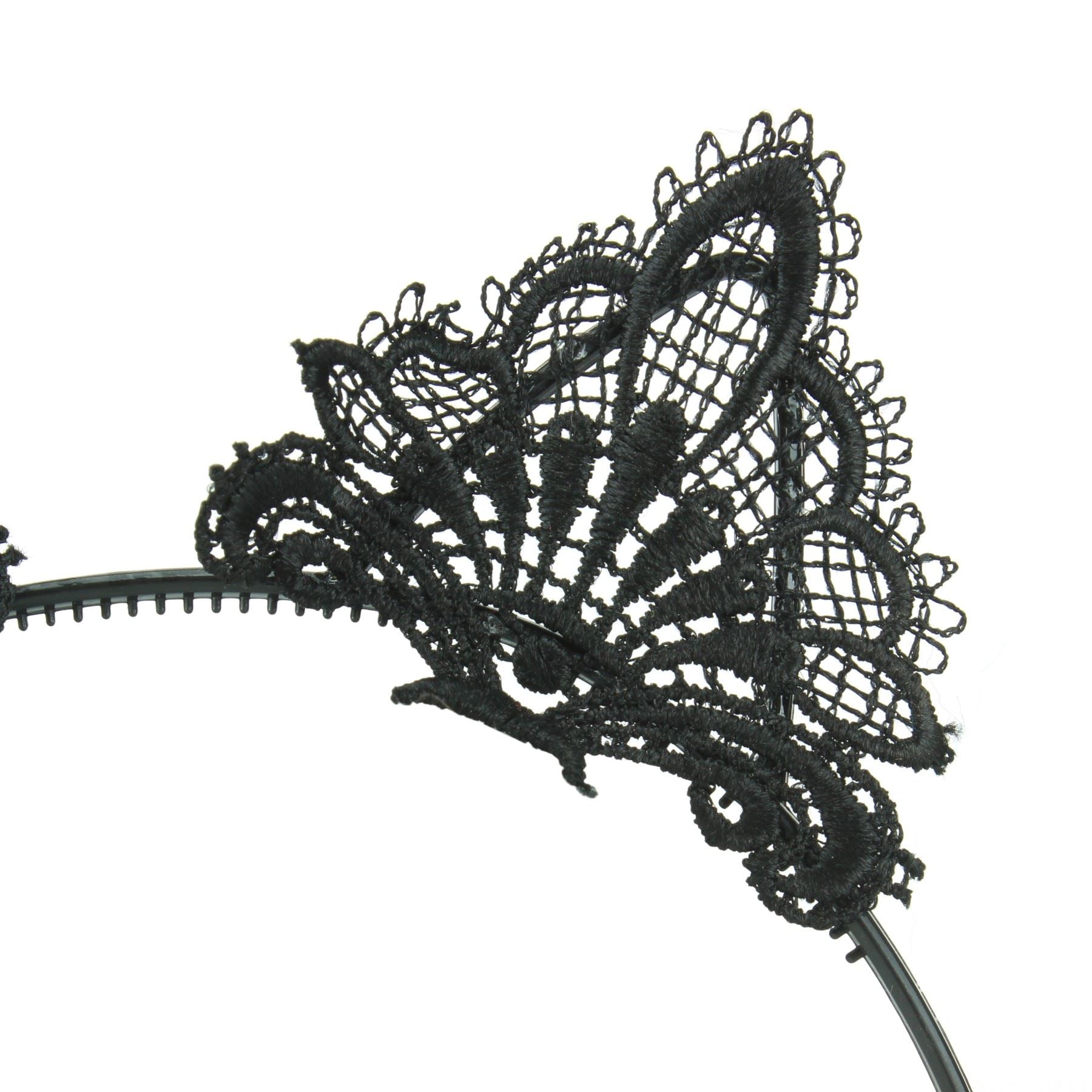 Cat Ear Lace Headband - Black