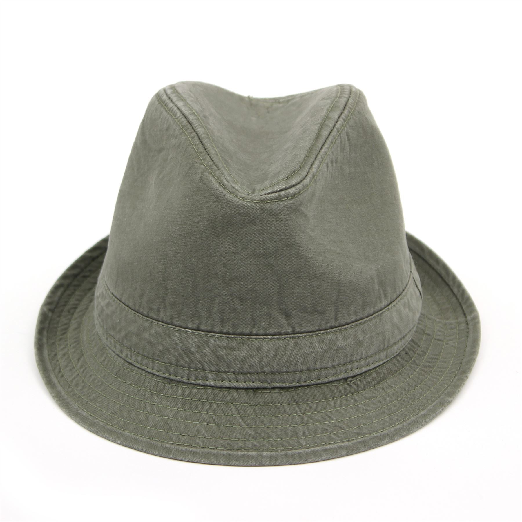 Cotton trilby hat with washed denim effect - Khaki