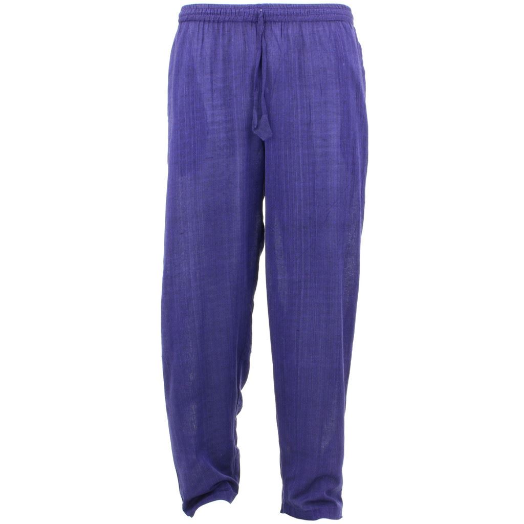 Classic Nepalese Lightweight Cotton Plain Trousers Pants - Purple