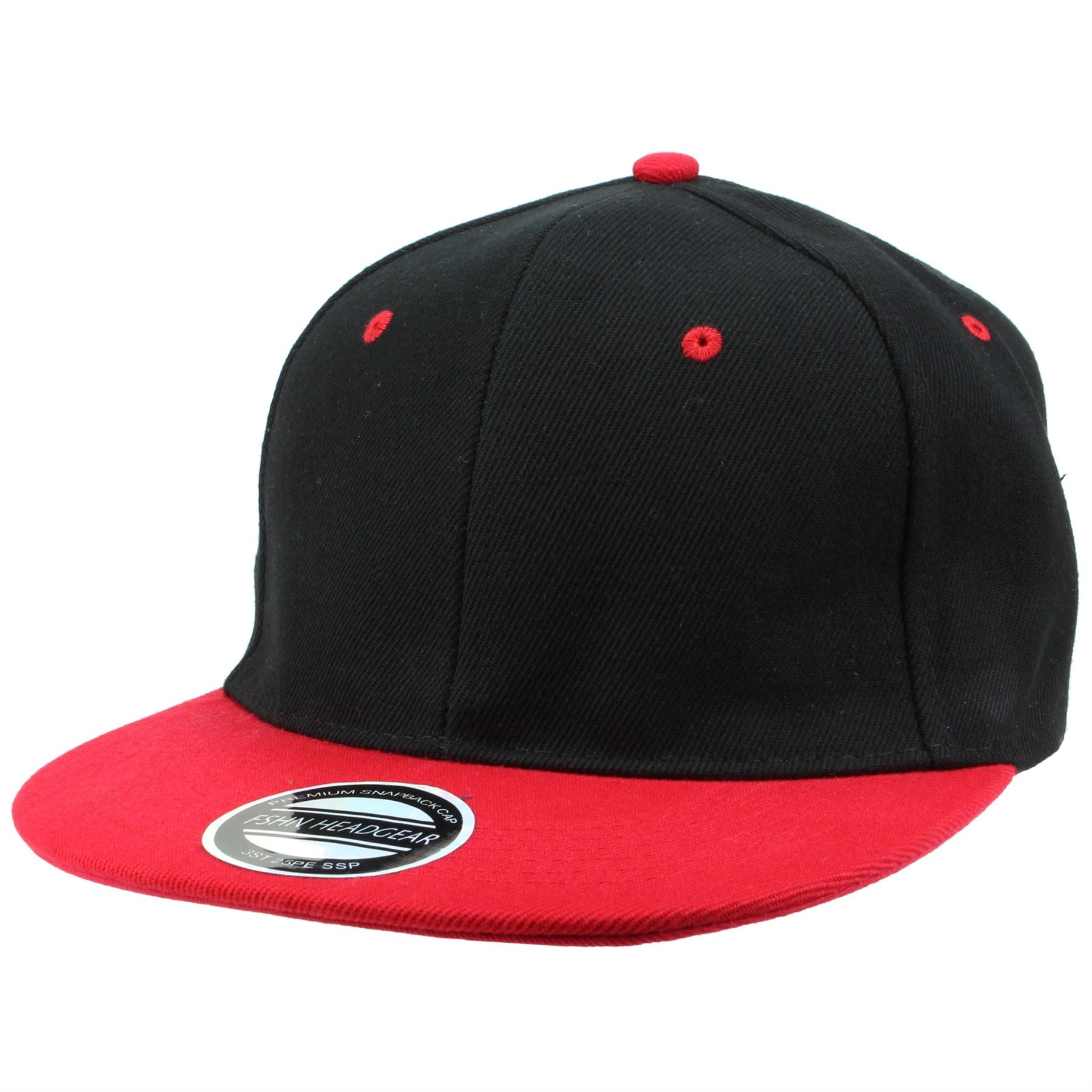 Contrast Peak Snapback Flat Peak Cap - Black & Red