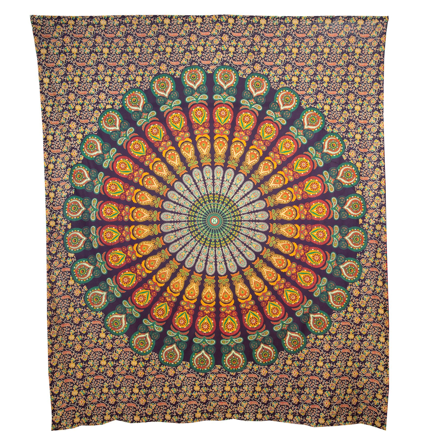 Block Printed Mandala Wall Hanging - Plum