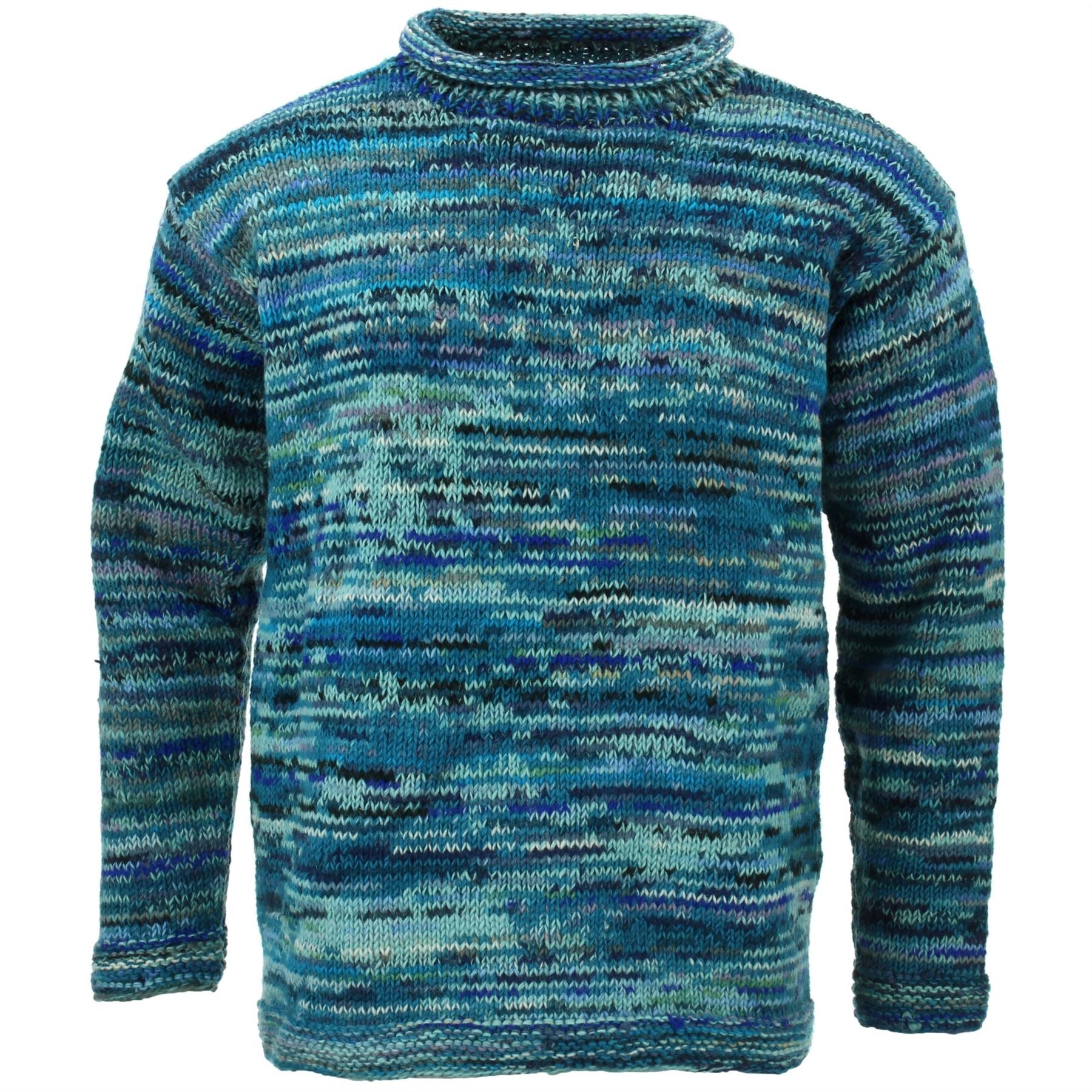 Chunky Wool Space Dye Knit Jumper - Sky