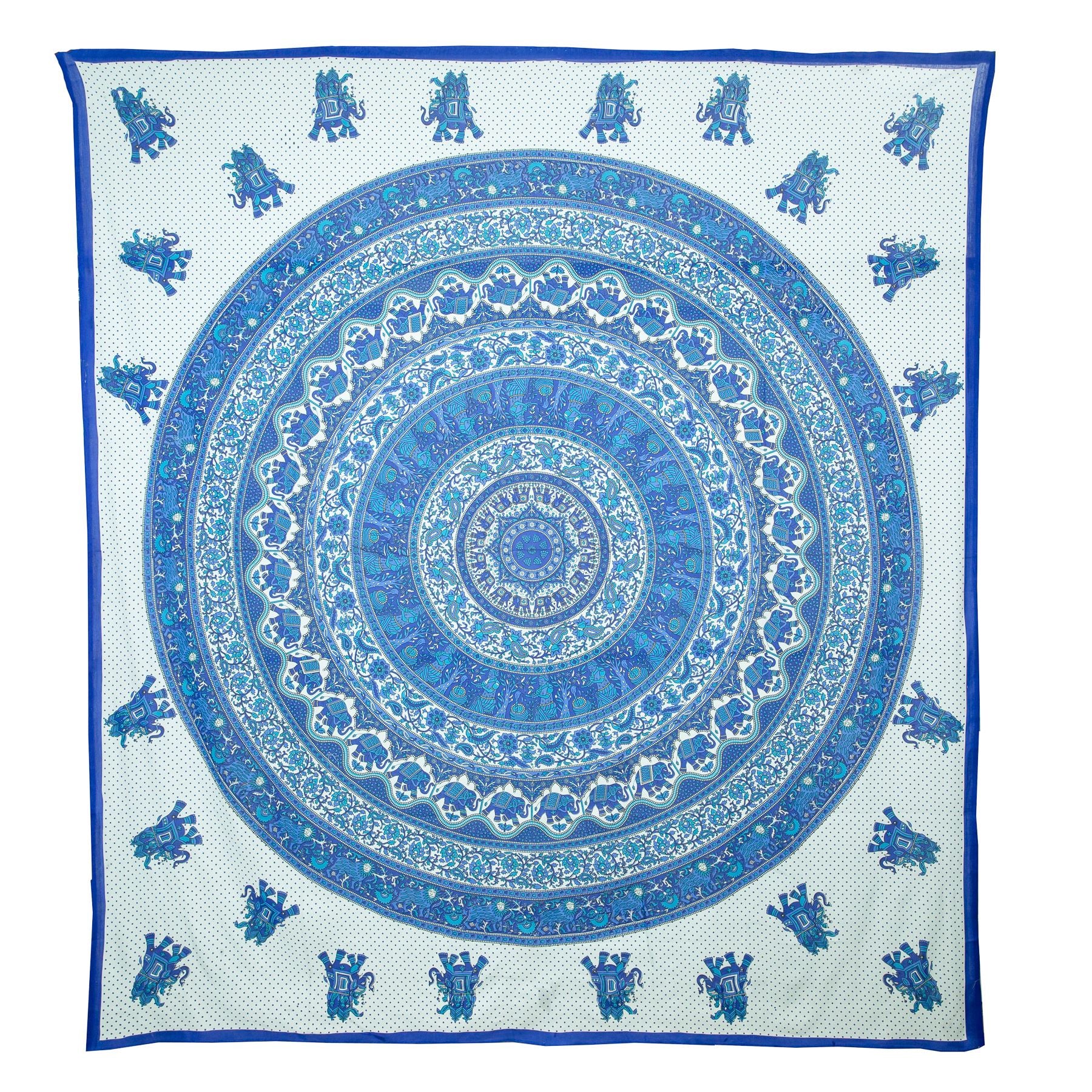 Block Printed Mandala Wall Hanging - Sky Blue