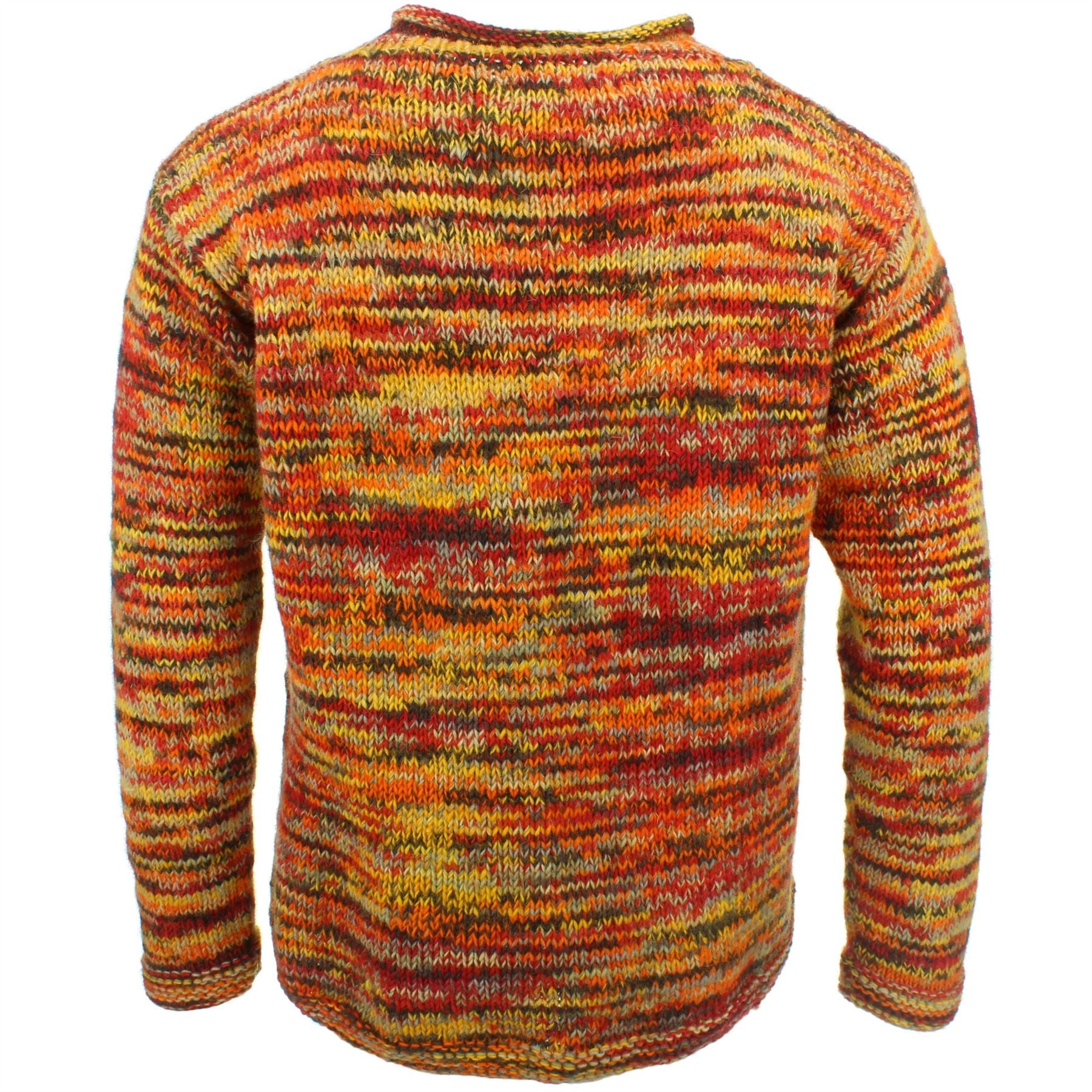 Chunky Wool Knit Space Dye Jumper - Fire Orange