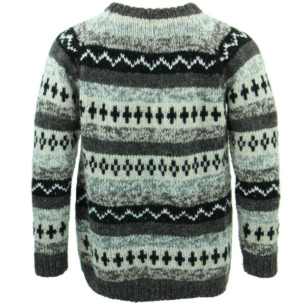Chunky Wool Knit Jumper - Abstract Grey