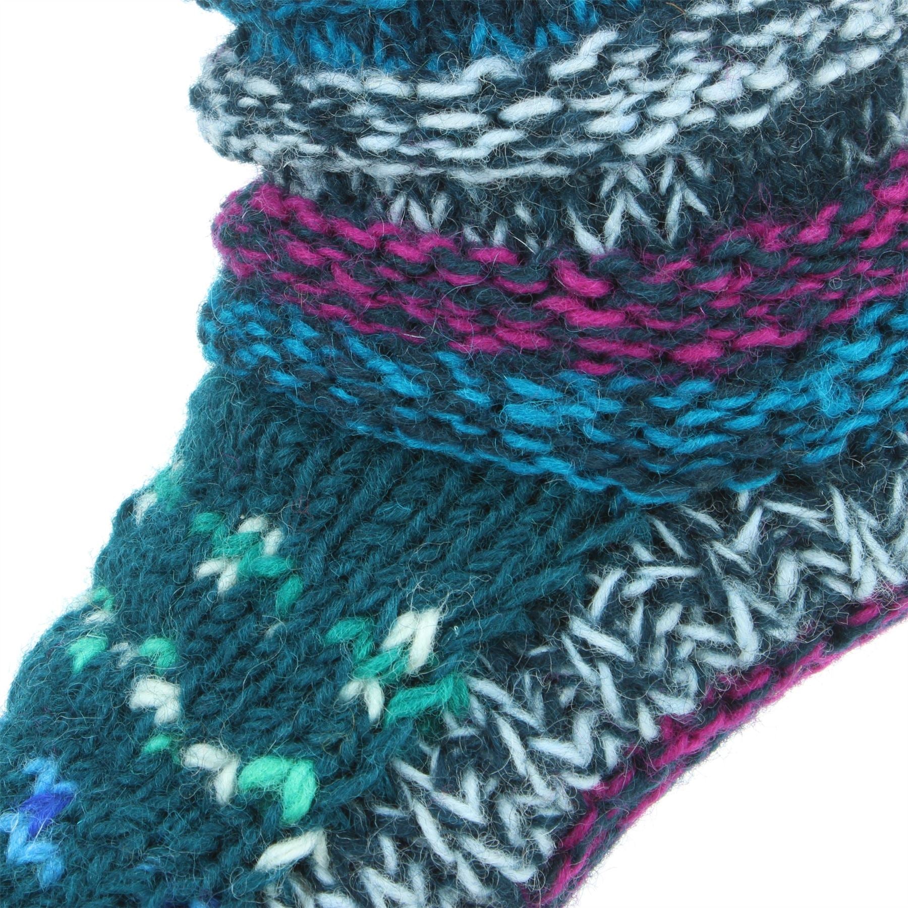 Chunky Wool Knit Abstract Pattern Slipper Socks - 17 Blue