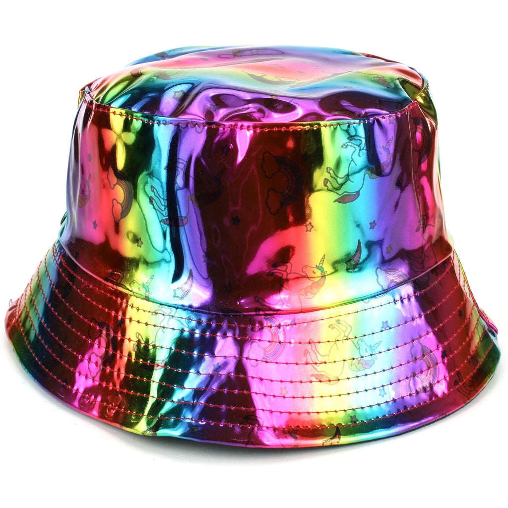 Quilted Black Hat Reflective Fabric Hat Holographic Bucket 