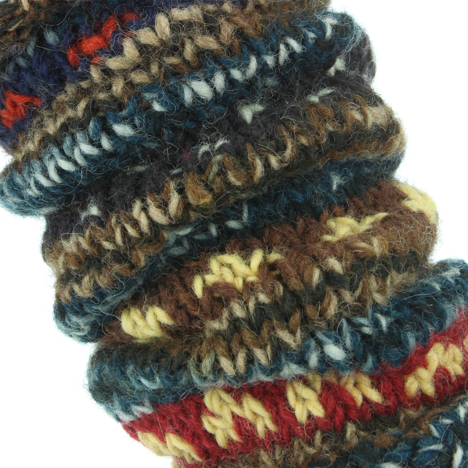 Chunky Wool Knit Abstract Pattern Leg Warmers - 17 Blue Brown