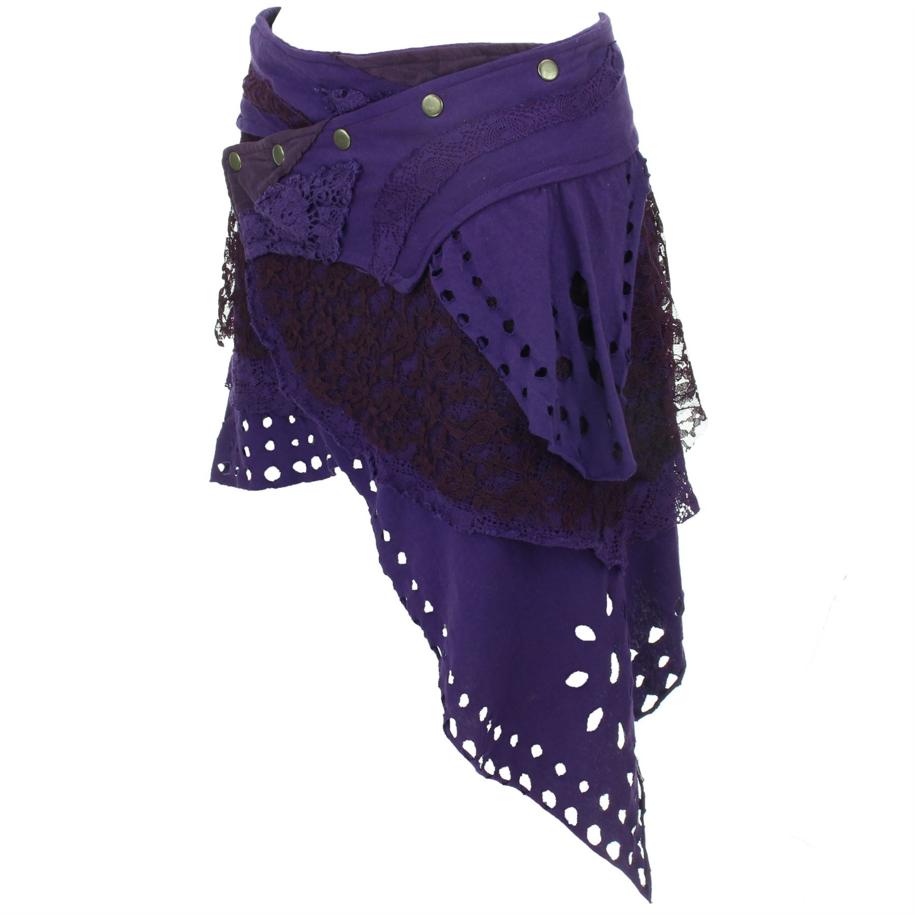 Asymmetric Short Popper Skirt - Purple