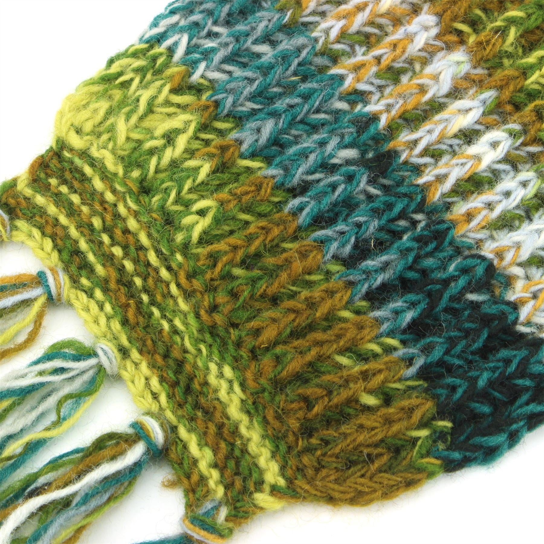 Chunky Wool Knit Abstract Pattern Scarf - 17 Green