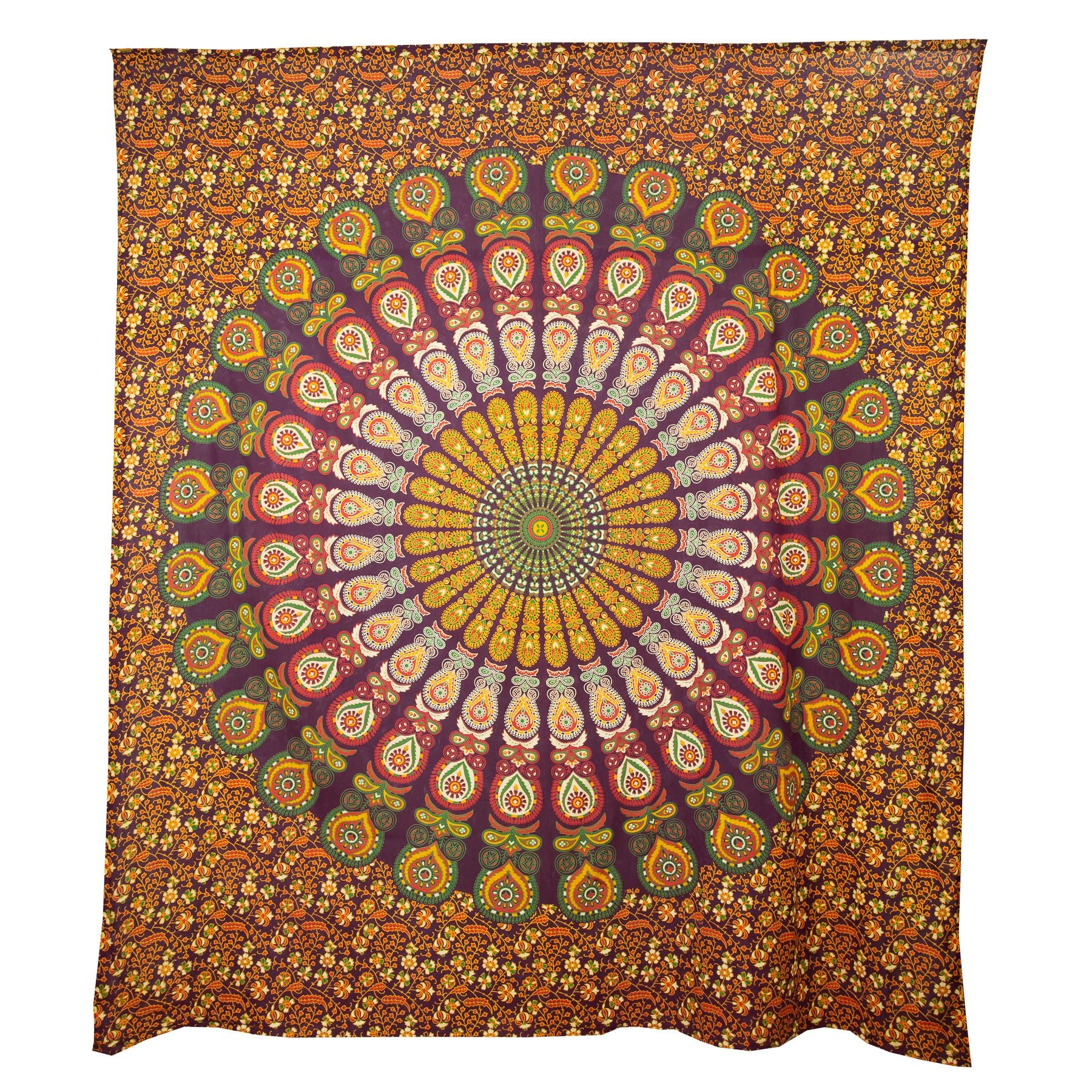 Block Printed Mandala Wall Hanging - Burgundy