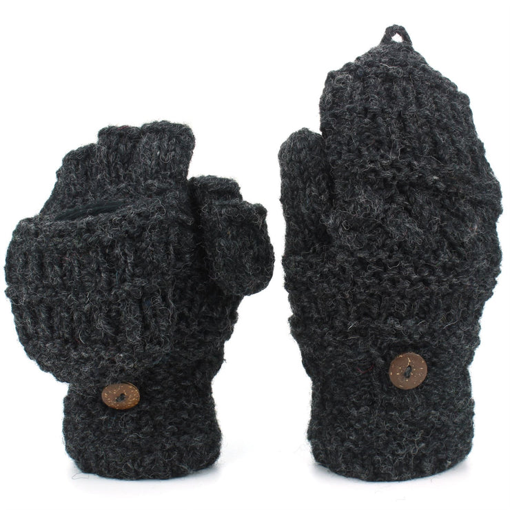 grey wool fingerless gloves