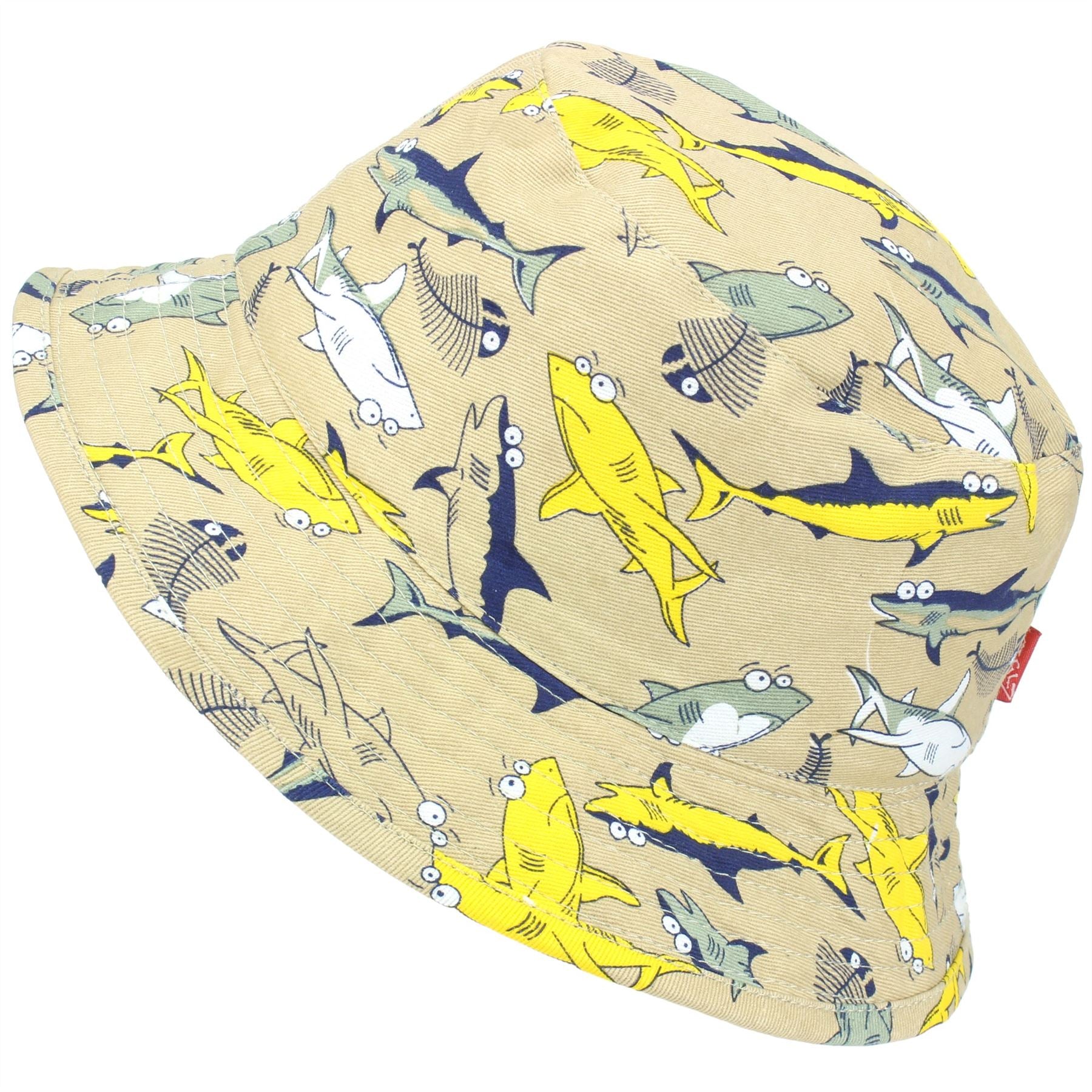 Children's Shark Bucket Hat - Beige