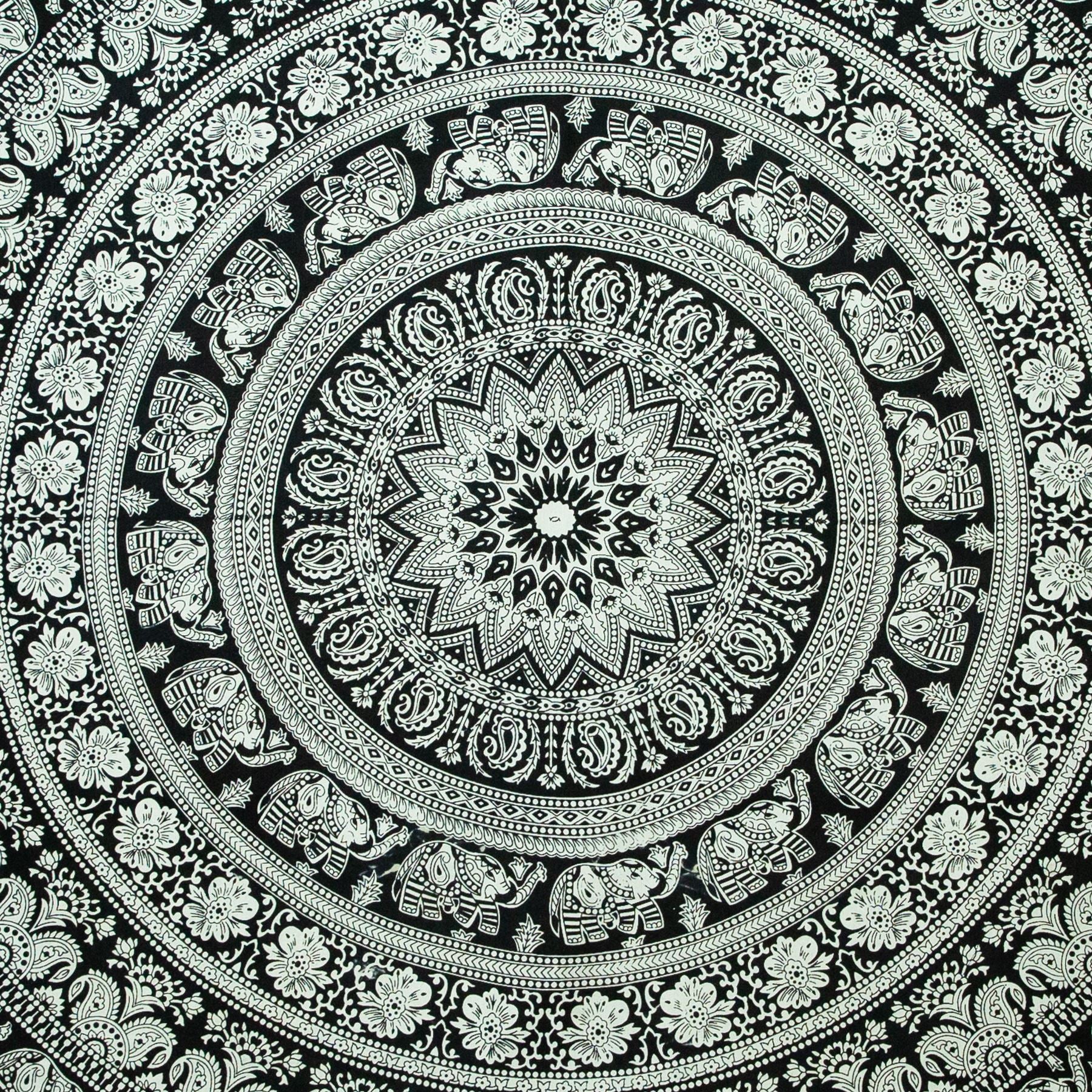 Block Printed Mandala Wall Hanging - Jade