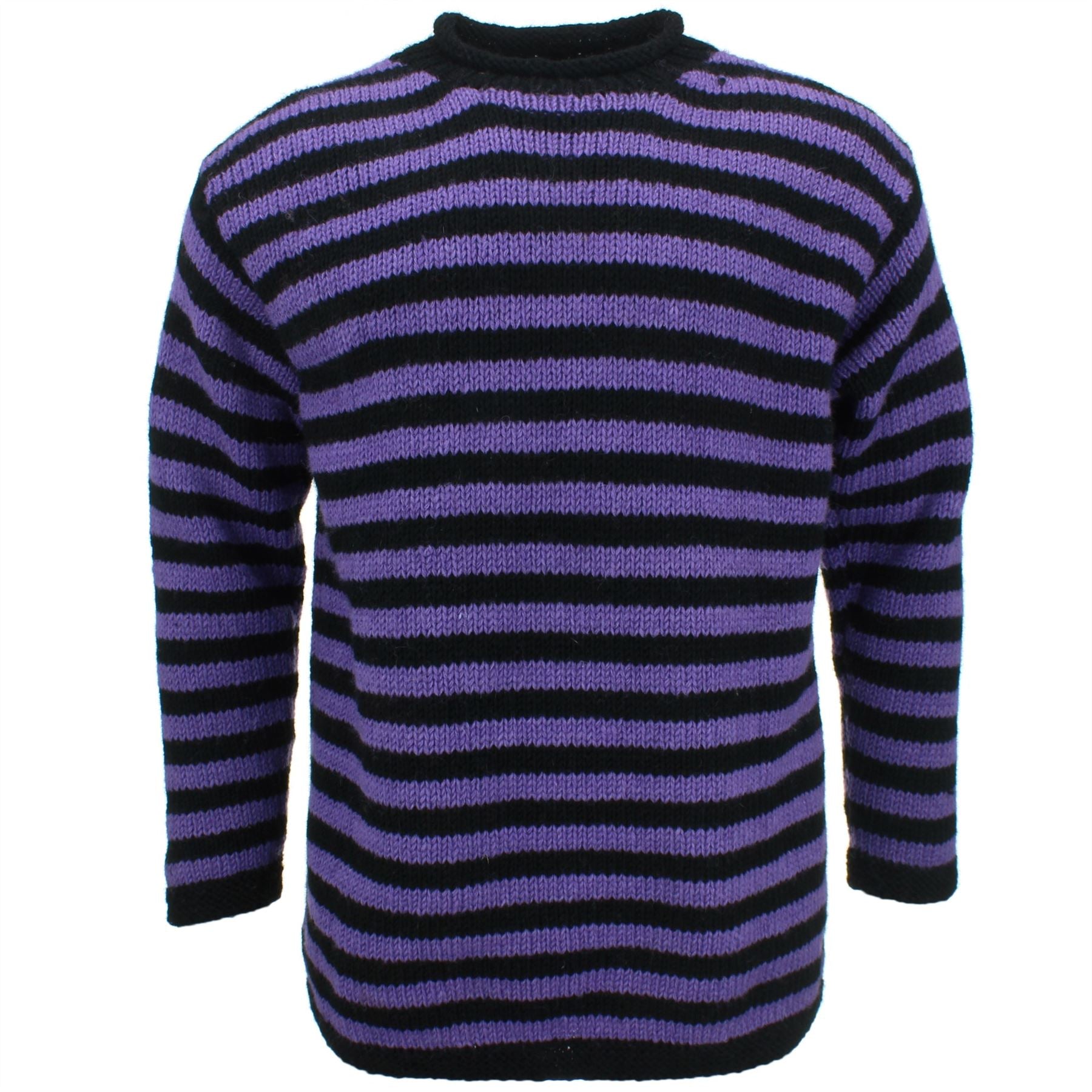 Chunky Wool Knit Jumper - Purple Black