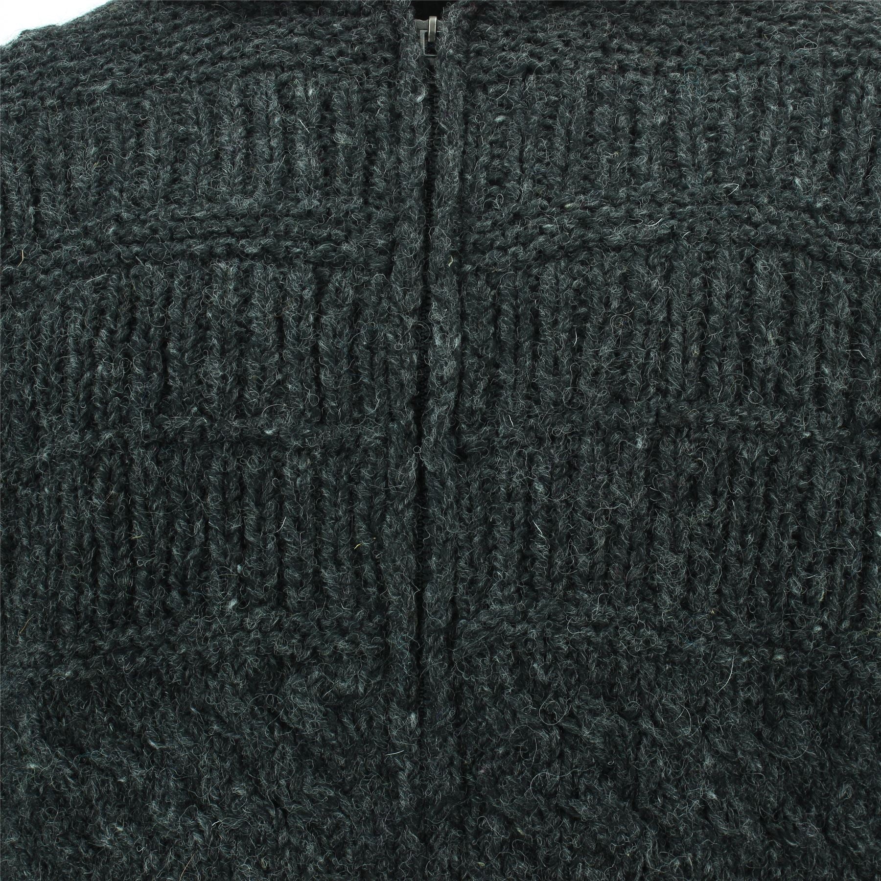 Chunky Wool Multi Knit Hoodie - Charcoal