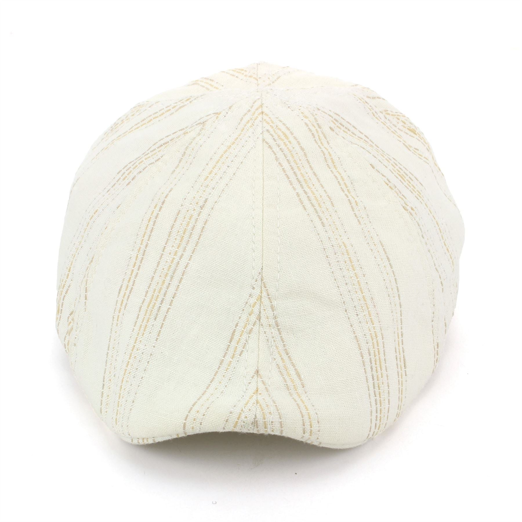 Cotton & Linen Blend Striped Duckbill Flat Cap - Cream