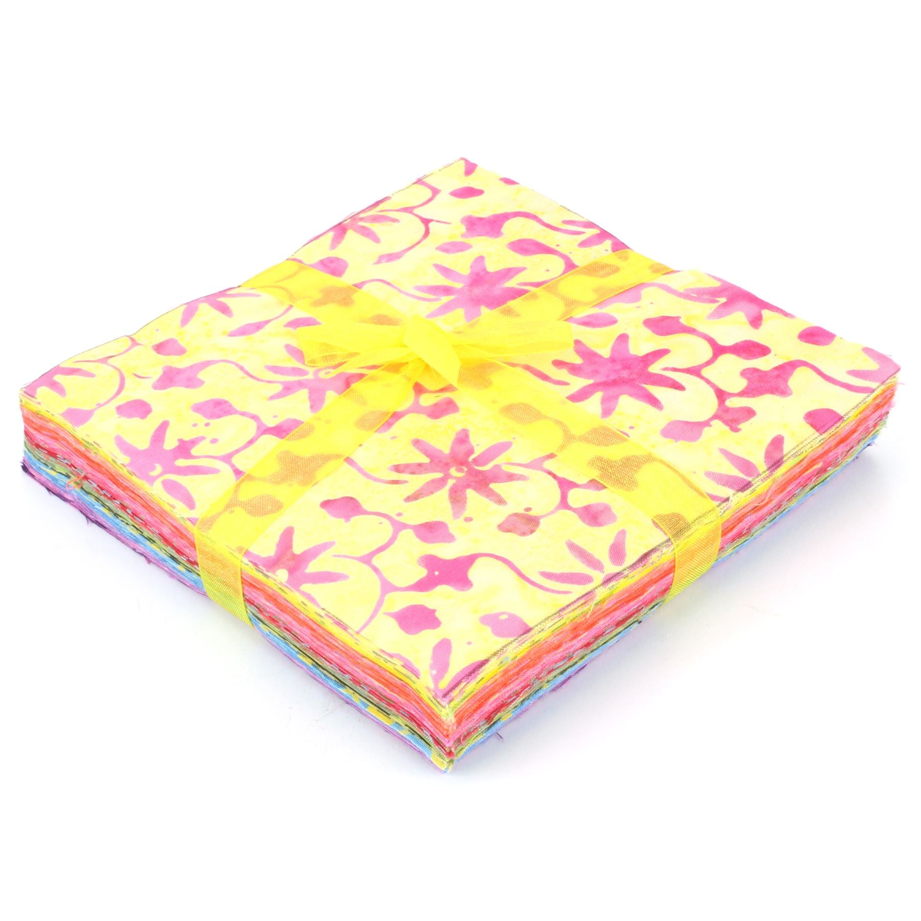 Cotton Batik Charm Pack Pre Cut Fabric Bundle - Yellows to Purples