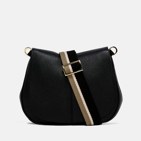 Black Leather Helena Saddle Bag