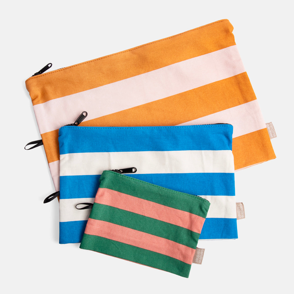 Multi Stripe Set of 3 Travel Pouches, Caroline Gardner