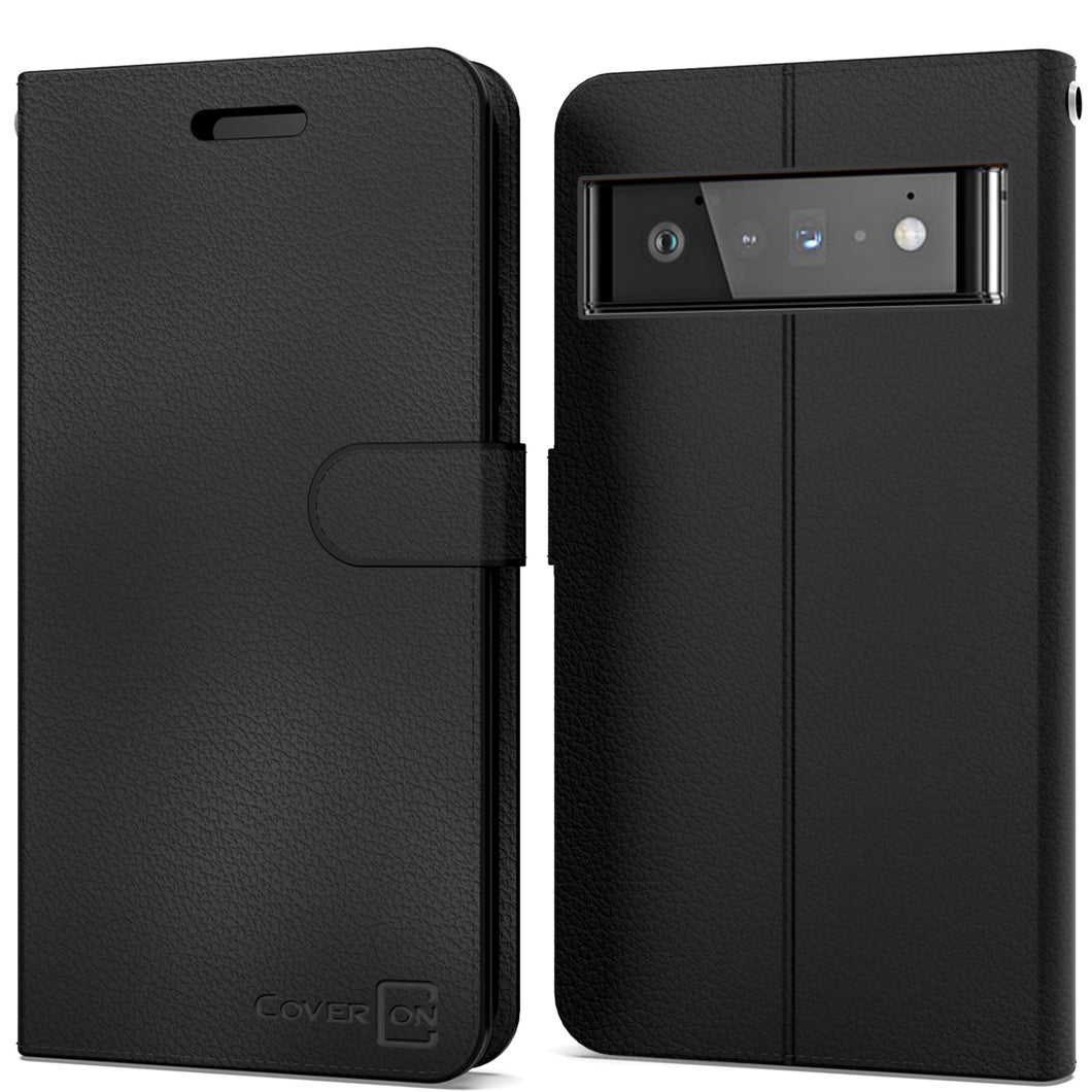 Google Pixel 6 Pro Wallet Case - RFID Blocking Leather Folio Phone Pou