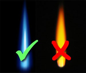 Yellow flames instead of blue