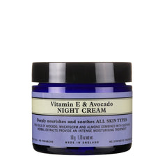 Organic Vitamin E and Avocado Night Cream for mature skin types