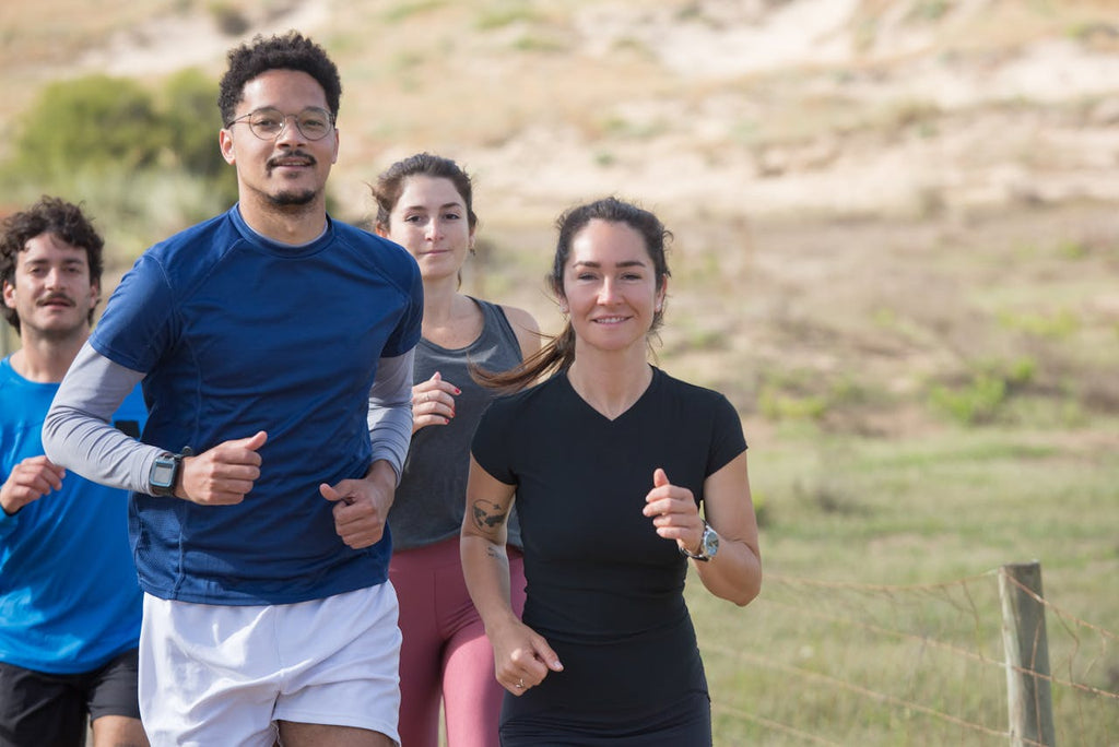 Group of people running