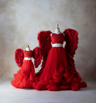 Red Alela Ruffle Skirt Ready to Ship