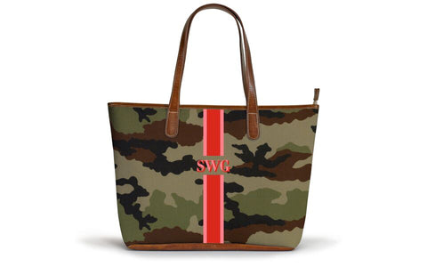 Savannah Zippered Tote - Monogram Stripe