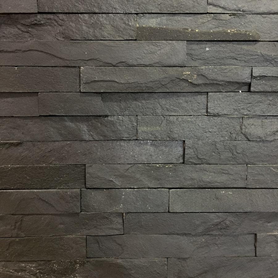 close up of black slate split face outdoor tile