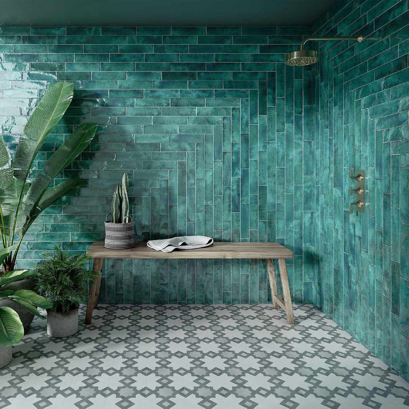 Nissel Emerald Brick Tile 7.5x30cm - Tilecouk product image