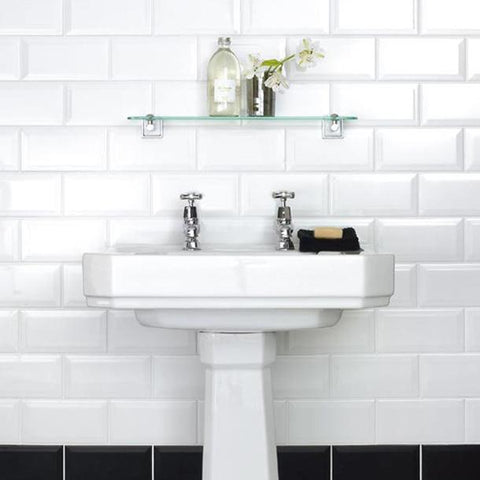 Metro White Gloss Bevelled Brick tile 10x20cm-Brick style tiles-Salcamar-tile.co.uk